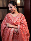 Banarasee Cotton Silk Zari Work Salwar Kameez Fabric With Dupatta Set-Peach Pink