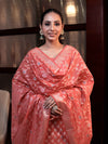 Banarasee Cotton Silk Zari Work Salwar Kameez Fabric With Dupatta Set-Peach Pink