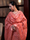 Banarasee Cotton Silk Zari Work Salwar Kameez Fabric With Dupatta Set-Peach Pink