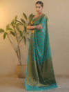 Banarasee Georgette Saree With Antiue Zari Buta Design & Border-Green