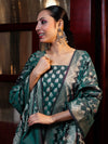 Banarasee Cotton Silk Zari Work Salwar Kameez Fabric With Dupatta Set-Teal Green
