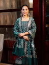 Banarasee Cotton Silk Zari Work Salwar Kameez Fabric With Dupatta Set-Teal Green
