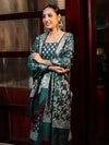 Banarasee Cotton Silk Zari Work Salwar Kameez Fabric With Dupatta Set-Teal Green