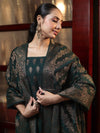 Banarasee Cotton Silk Resham Work Salwar Kameez Fabric With Dupatta Set-Deep Green