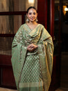 Banarasee Cotton Silk Zari Work Salwar Kameez Fabric With Dupatta Set-Green