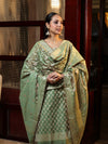 Banarasee Cotton Silk Zari Work Salwar Kameez Fabric With Dupatta Set-Green