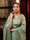 Banarasee Cotton Silk Zari Work Salwar Kameez Fabric With Dupatta Set-Green