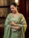Banarasee Cotton Silk Zari Work Salwar Kameez Fabric With Dupatta Set-Green