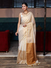 Banarasee Handloom Pure Linen Shine Saree-Multicolor