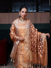Banarasee Tissue Zari Weaving Salwar Kameez Fabric With Dupatta Set-Rust
