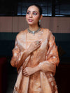 Banarasee Tissue Zari Weaving Salwar Kameez Fabric With Dupatta Set-Rust
