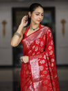Banarasee Handloom Pure Chiniya Silk Saree With Zari Work-Red