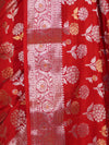 Banarasee Handloom Pure Chiniya Silk Saree With Zari Work-Red
