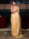Banarasee Organza Mix Saree With Zari Jaal Design-Yellow