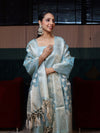 Banarasee Tissue Zari Weaving Salwar Kameez Fabric With Dupatta Set-Sky Blue