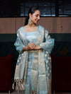 Banarasee Tissue Zari Weaving Salwar Kameez Fabric With Dupatta Set-Sky Blue