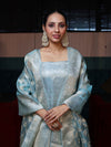 Banarasee Tissue Zari Weaving Salwar Kameez Fabric With Dupatta Set-Sky Blue
