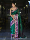 Banarasee Handwoven Tissue Saree With Buti Design Contrast Meena Border & Lace-Green & Violet