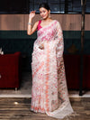 Banarasee Organza Mix Saree With Zari Jaal Design-White