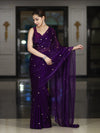 Banarasee Handwoven Dual Shaded Chiffon Saree With Aari Motifs-Violet