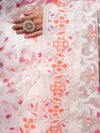 Banarasee Organza Mix Saree With Zari Jaal Design-White