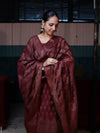 Banarasee Cotton Silk Resham Work Salwar Kameez Fabric With Dupatta Set-Dark Maroon
