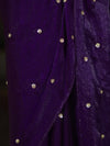 Banarasee Handwoven Dual Shaded Chiffon Saree With Aari Motifs-Violet