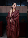 Banarasee Cotton Silk Resham Work Salwar Kameez Fabric With Dupatta Set-Dark Maroon
