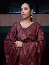 Banarasee Cotton Silk Resham Work Salwar Kameez Fabric With Dupatta Set-Dark Maroon