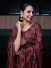 Banarasee Cotton Silk Resham Work Salwar Kameez Fabric With Dupatta Set-Dark Maroon