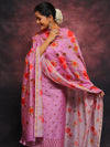 Banarasee Chanderi Cotton Embroidered Salwar Kameez Fabric With Digital Print Dupatta-Lilac