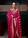 Banarasee Semi Katan Silk Zari Work Salwar Kameez Fabric With Dupatta Set-Magenta