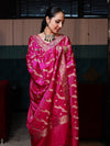 Banarasee Semi Katan Silk Zari Work Salwar Kameez Fabric With Dupatta Set-Magenta
