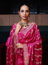 Banarasee Semi Katan Silk Zari Work Salwar Kameez Fabric With Dupatta Set-Magenta