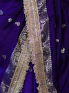 Banarasee Handloom Semi Silk Saree With Zari Buti Design Border & Lace-Violet