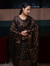 Banarasee Cotton Silk Resham Work Salwar Kameez Fabric With Dupatta Set-Black