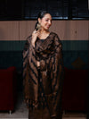 Banarasee Cotton Silk Resham Work Salwar Kameez Fabric With Dupatta Set-Black