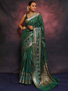 Banarasee Semi Silk Meena Work Saree-Green