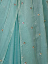 Banarasee Handwoven Dual Shaded Chiffon Saree With Aari Motifs-Light Green