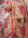 Banarasee Cotton Silk Saree With Resham Work & Tissue Border-White & Red