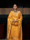 Banarasee Semi Katan Silk Zari Work Salwar Kameez Fabric With Dupatta Set-Yellow