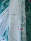 Banarasee Handwoven Georgette Saree With Zari Jaal Work & Border-Green (Dual Shade)
