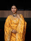 Banarasee Semi Katan Silk Zari Work Salwar Kameez Fabric With Dupatta Set-Yellow