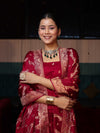 Banarasee Semi Katan Silk Zari Work Salwar Kameez Fabric With Dupatta Set-Maroon