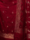 Banarasee Semi Katan Silk Zari Work Salwar Kameez Fabric With Dupatta Set-Maroon