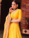 Banarasee Chanderi Silk Lehenga & Blouse With Crepe Silk Dupatta-Yellow