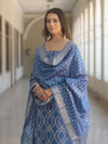 Banarasee Cotton Silk Zari Work Salwar Kameez Fabric With Dupatta-Pastel Blue