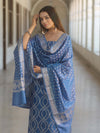 Banarasee Cotton Silk Zari Work Salwar Kameez Fabric With Dupatta-Pastel Blue