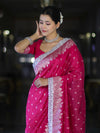 Banarasee Handloom Soft Silk Saree With Zari Buti Design Floral Border & Lace-Pink
