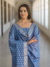 Banarasee Cotton Silk Zari Work Salwar Kameez Fabric With Dupatta-Pastel Blue